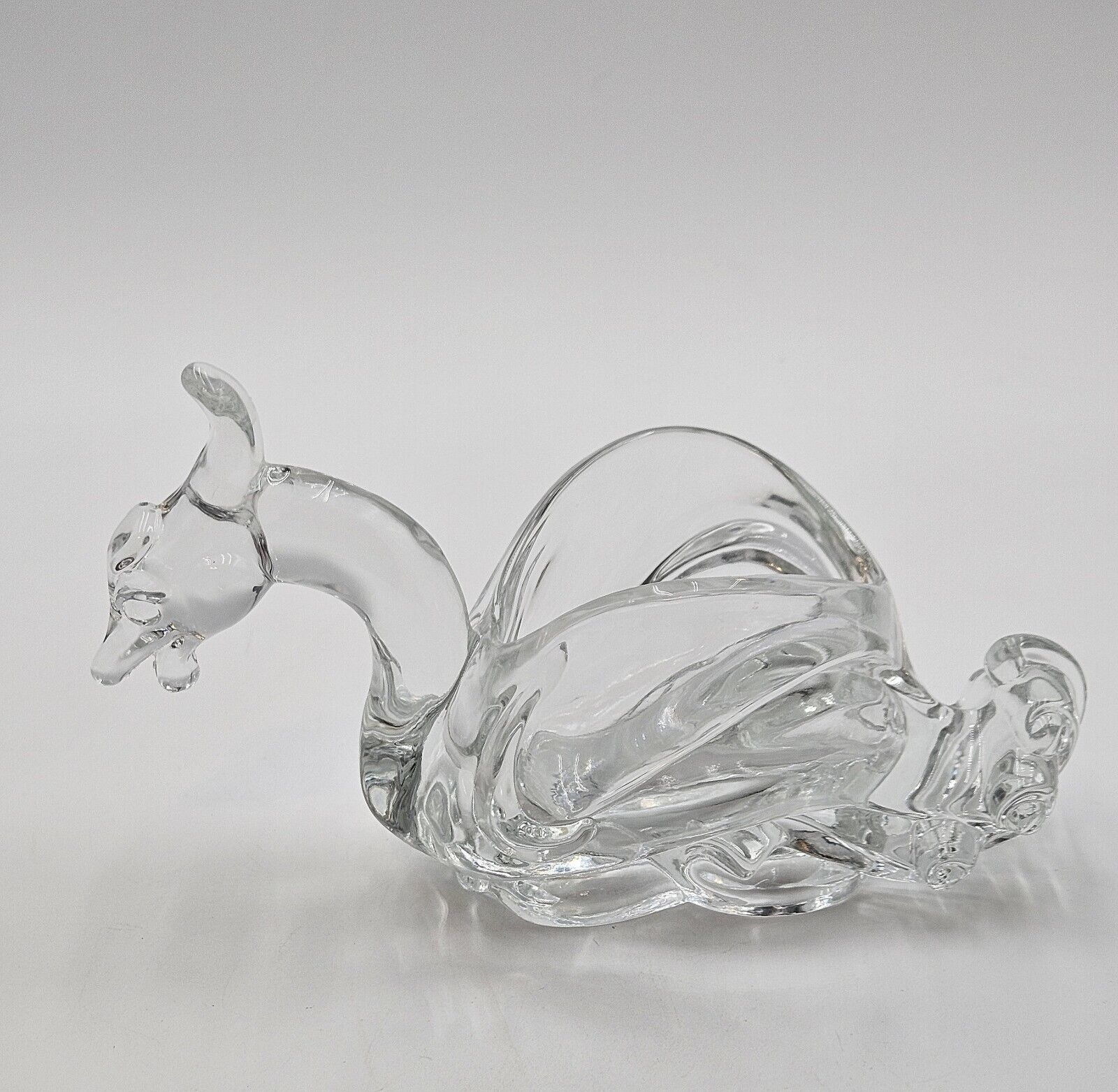 Rare Imperial Glass Cathay Dragon Figurine Bowl, , 5 In Tall 9 In Long, 
