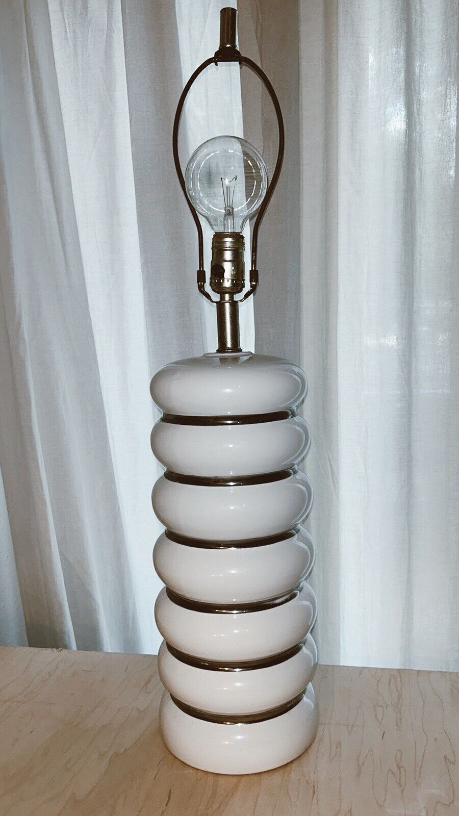 Vintage French Mid Century White Porcelain Lamp