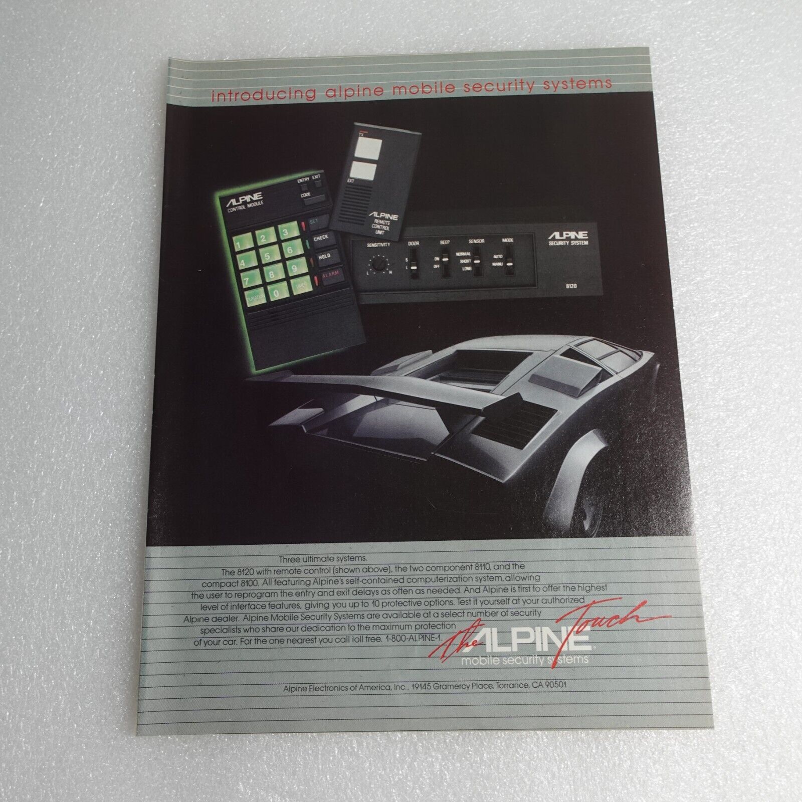 Vintage Print Ad Alpine Mobile Security Systems Sports Illustrated Aug 6, 1984