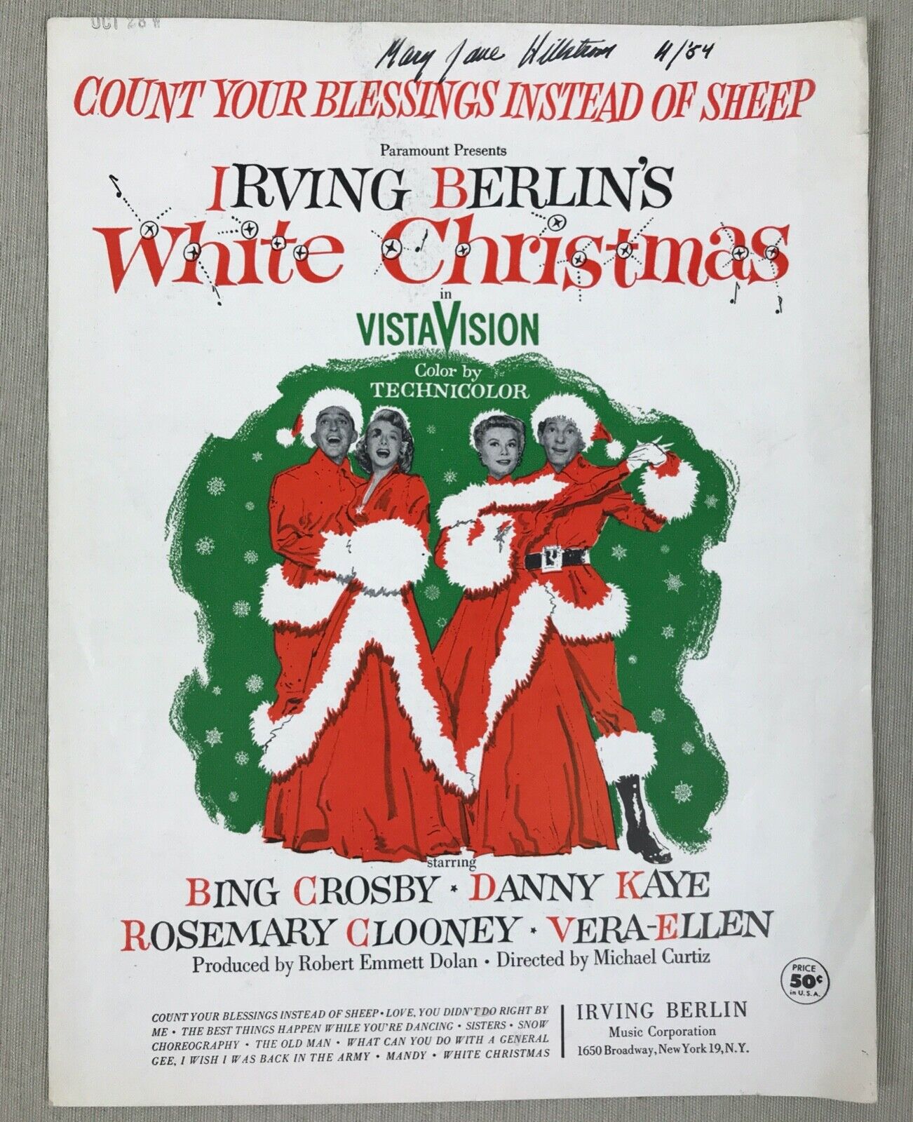 Vtg 1952 Sheet Music-from White Christmas-COUNT YOUR BLESSINGS INSTEAD OF SHEEP