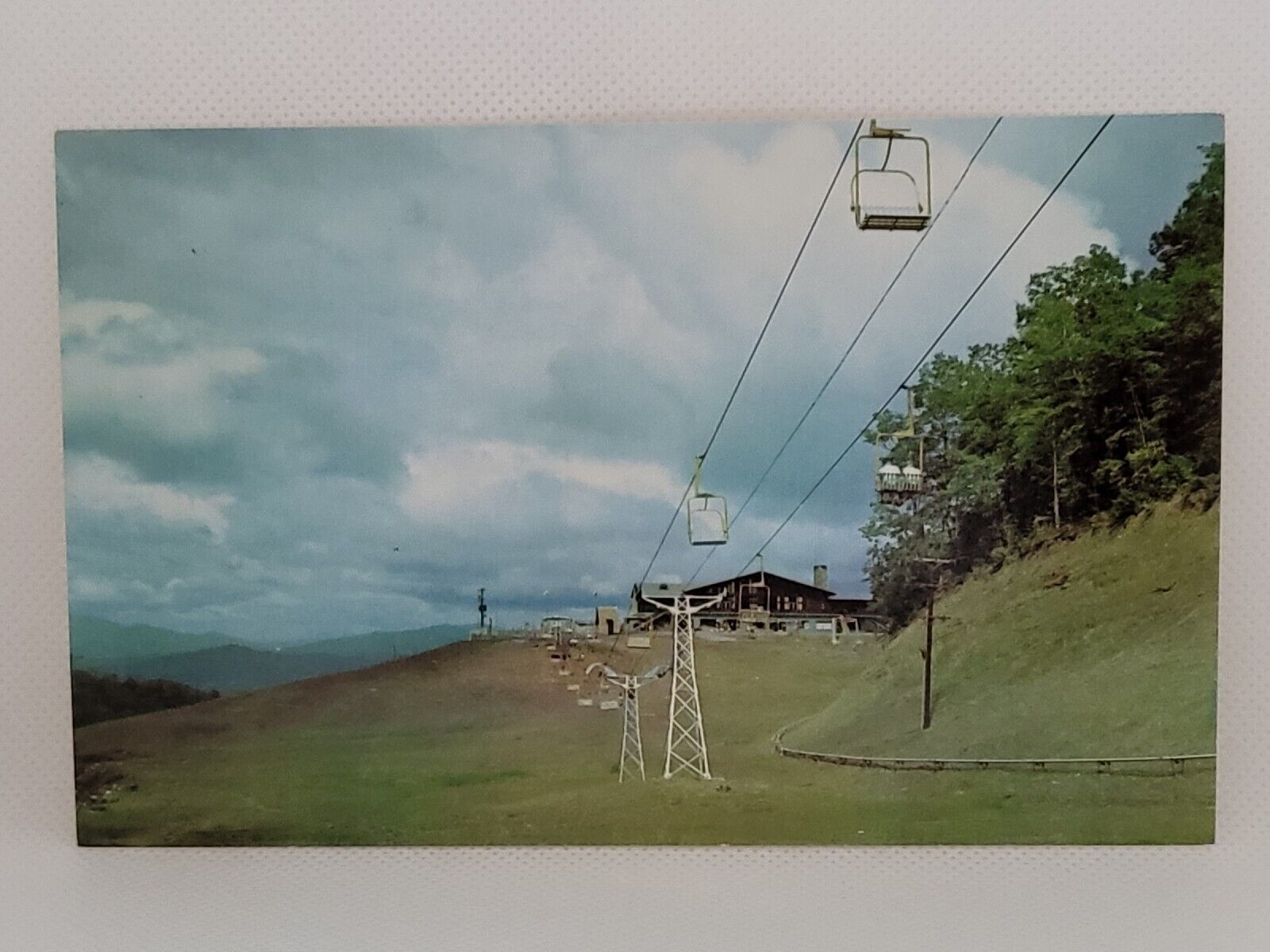 Postcard Looking Toward the Lodge at Ski Resort Chair Lift Gatlinburg Tennessee