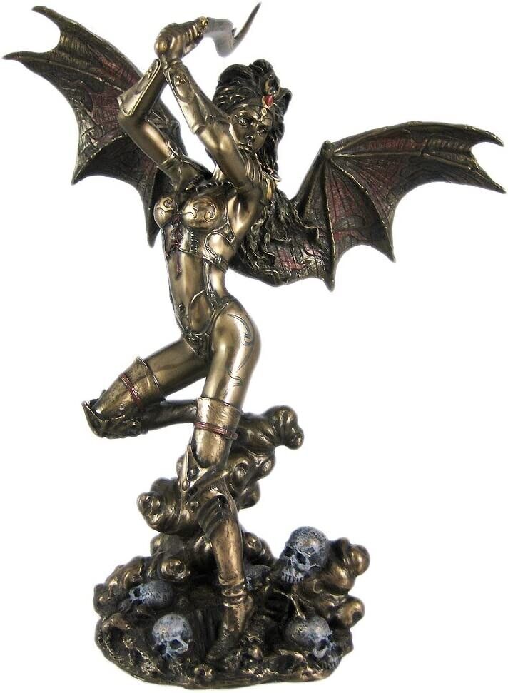 10.75 Inch Lilith Queen of the Night Gothic Figure Bronze Hue Bat Winged Woman