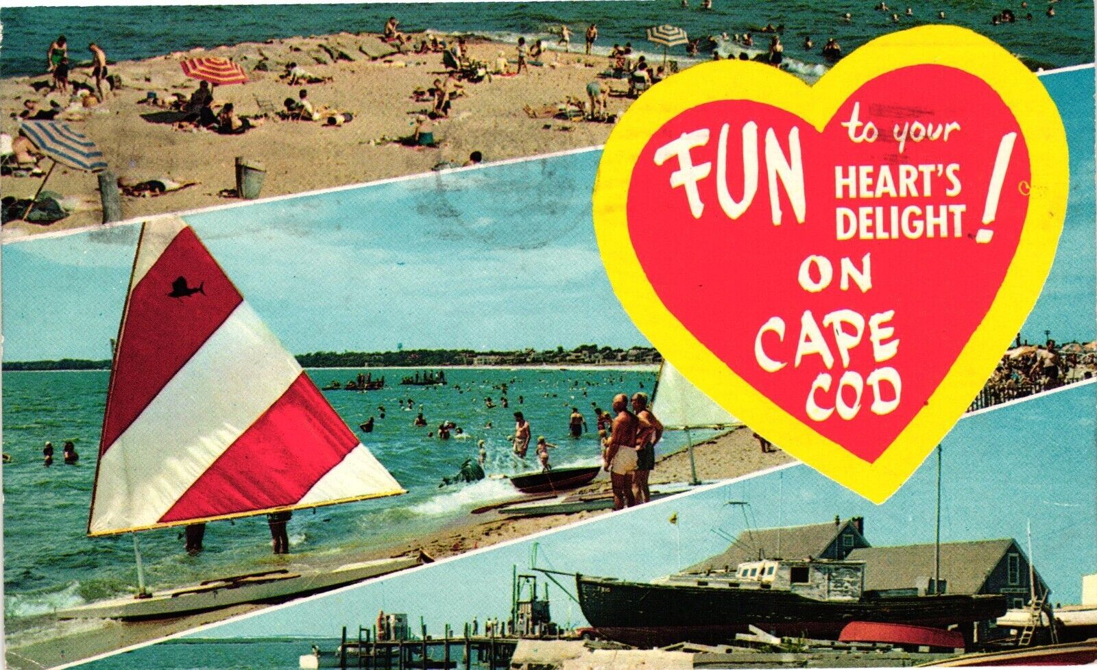 1964 Cape Cod Massachusetts MA Vintage Postcard Tri-Pic Posted