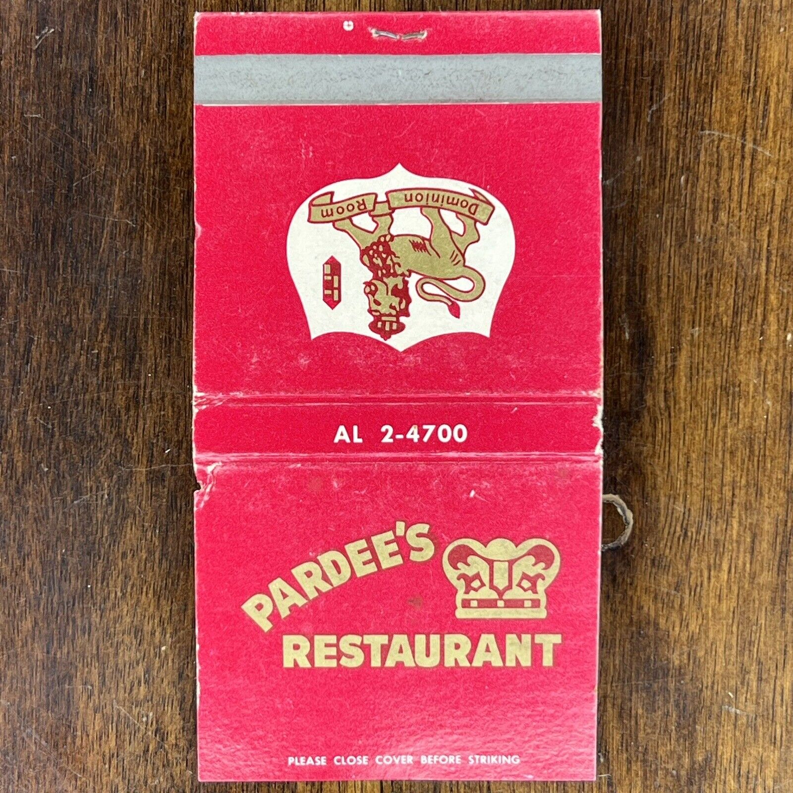 Vintage Matchbook Pardee’s Restaurant Everett Washington Matches Unstruck