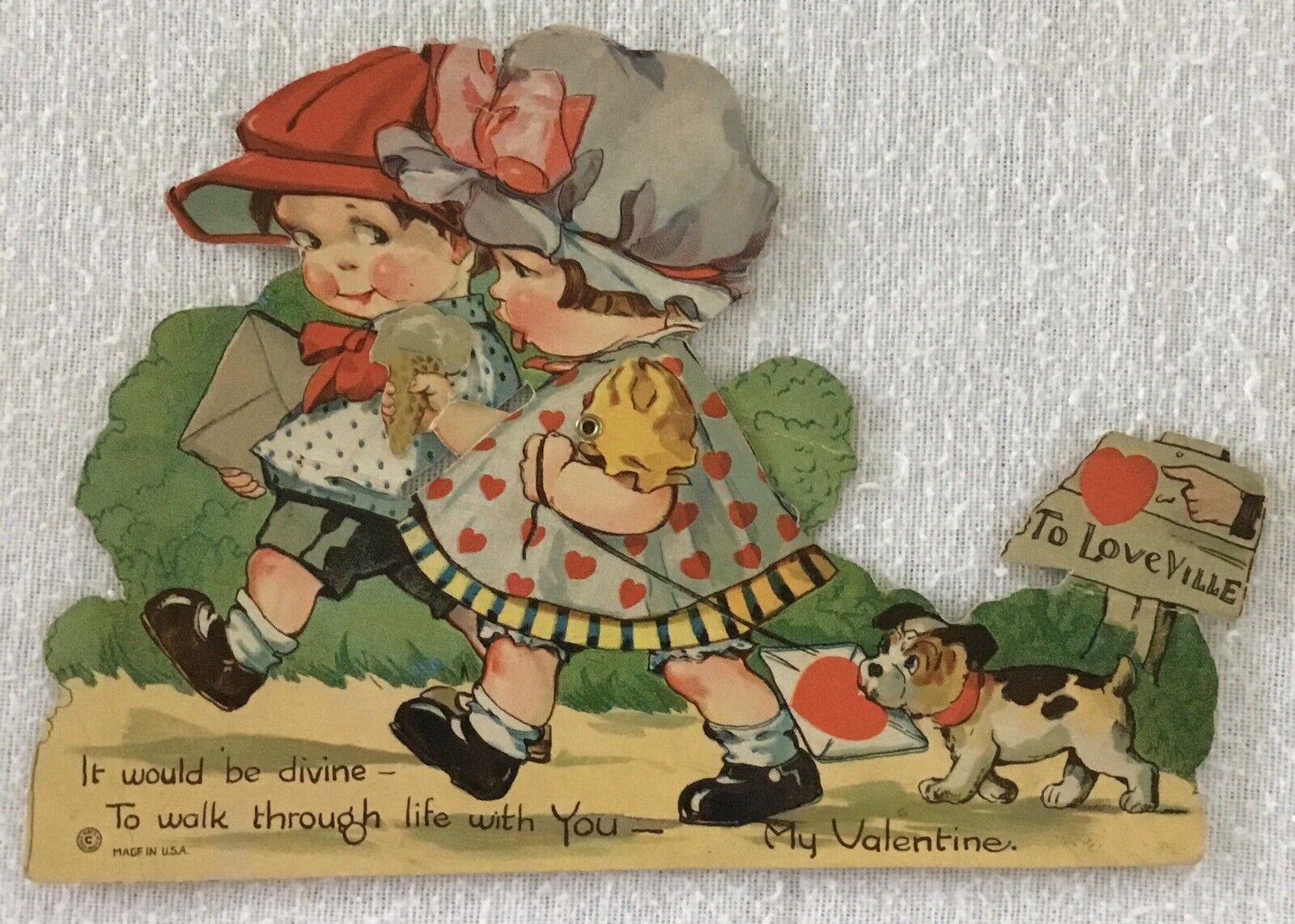 Vintage Valentine Card, 1920s, Mechanical