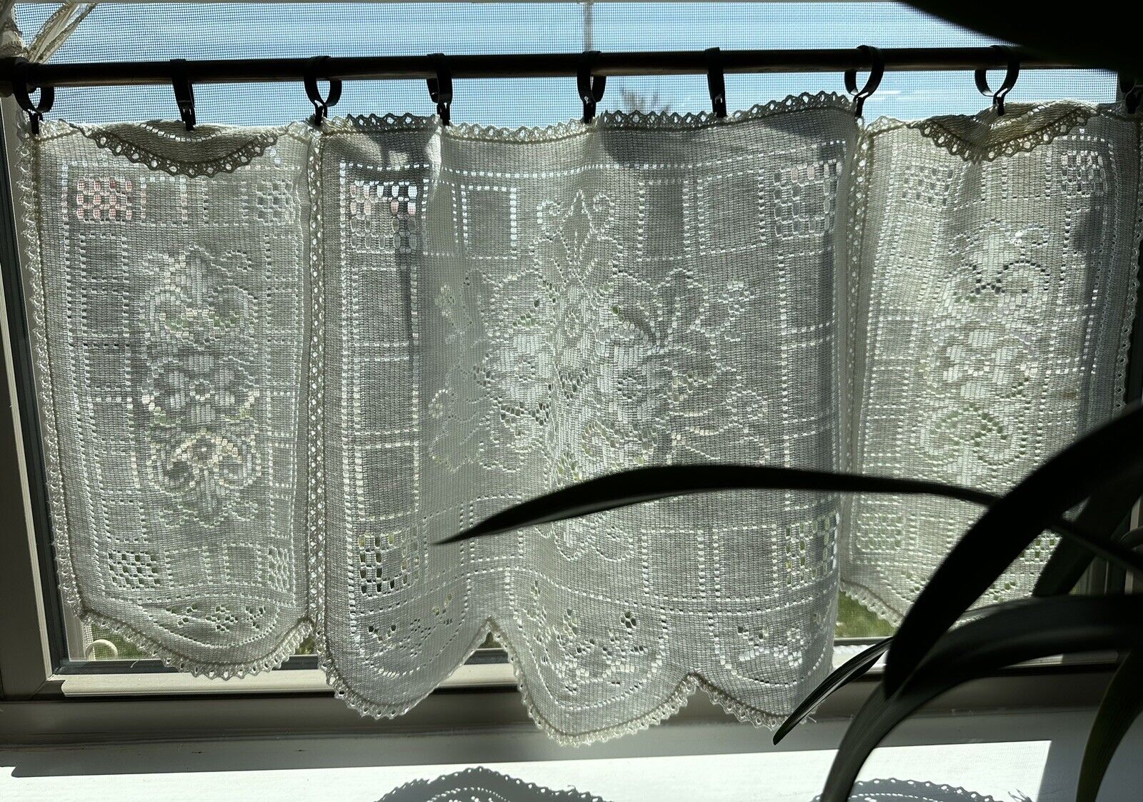 Vintage Lacy Doily Repurposed Curtain Wall Hanging 