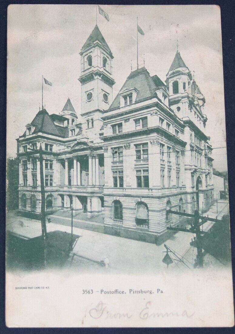 Post Office, Pittsburg, PA Postcard 1907