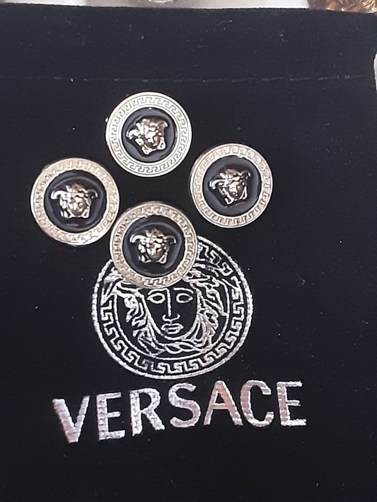 Lot of  4 Versace  BUTTONS  gold & black   17 mm 0,6 inch