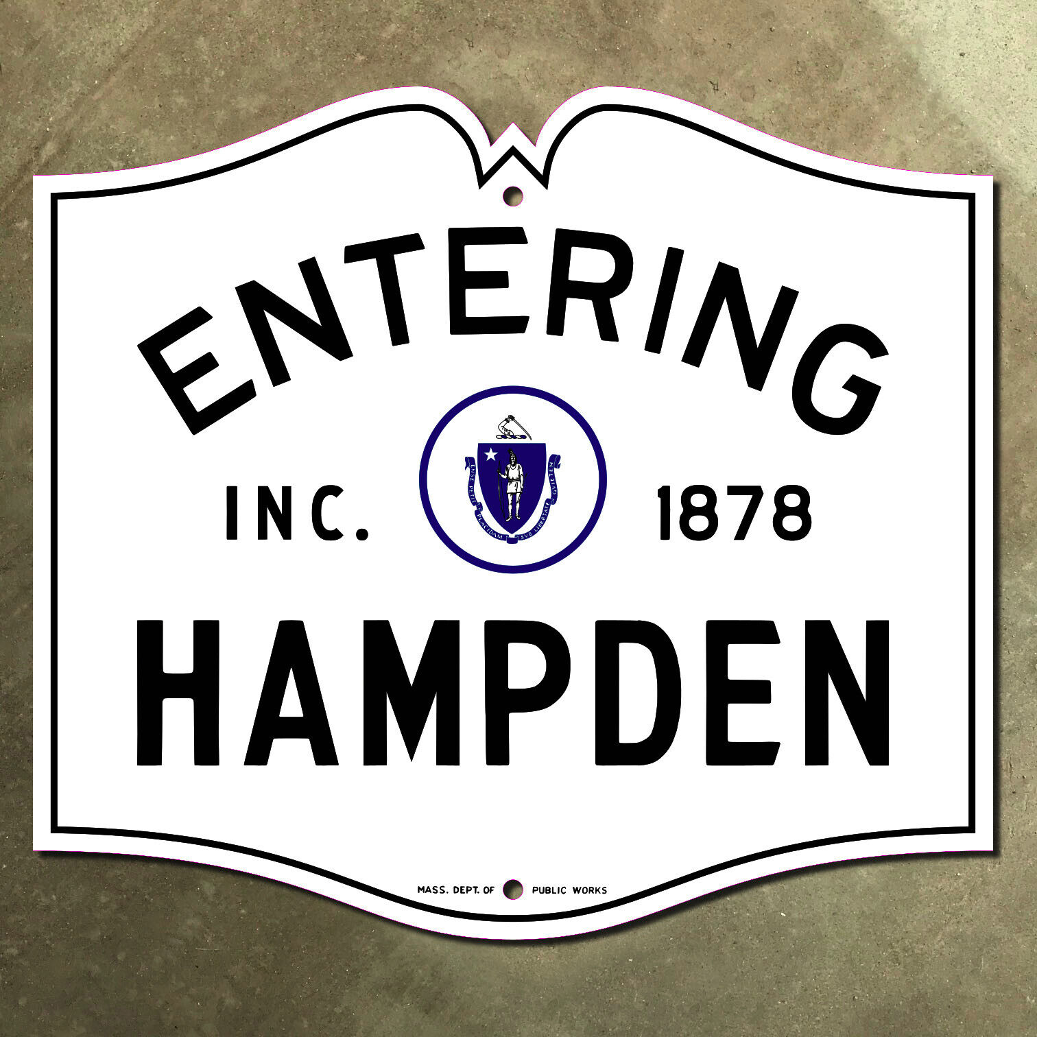 Entering Hampden Massachusetts city limit highway 1950 road sign 18x16