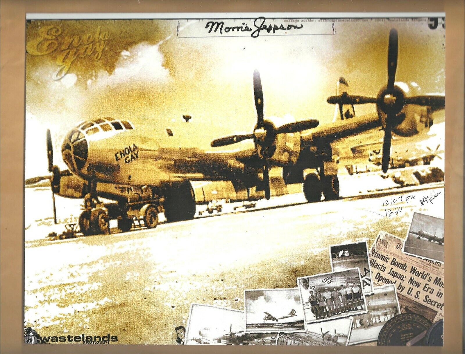  Morris Jeppson B-29 Enola Gay Autographed 8x10 Photo Autograph Hiroshima