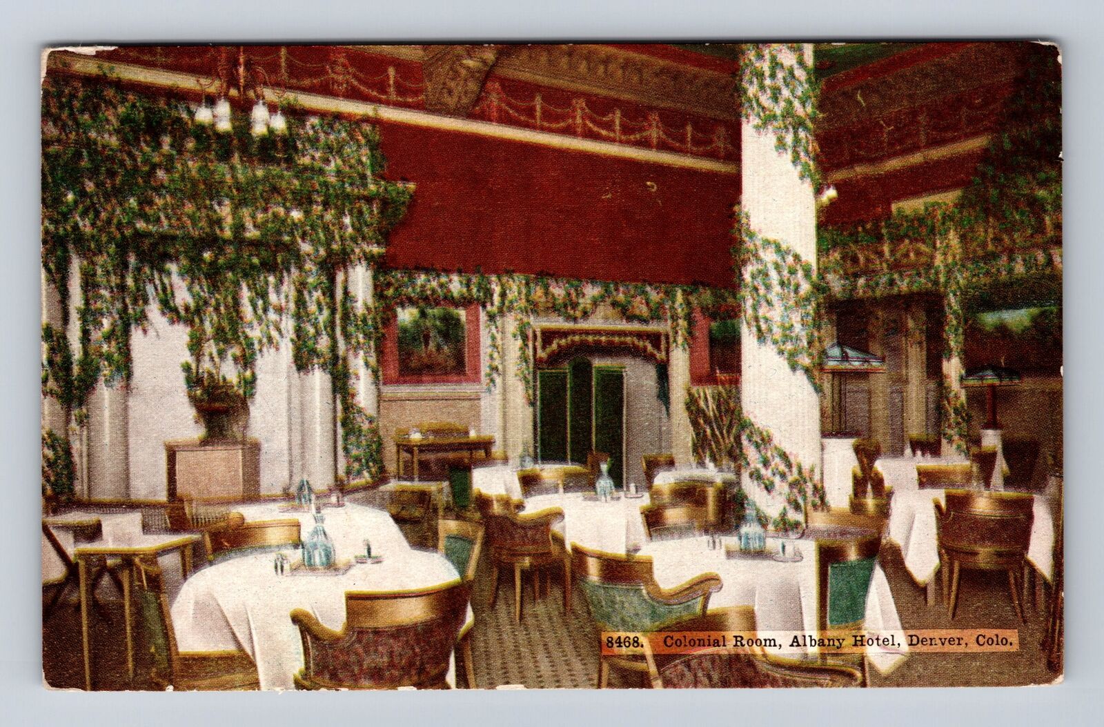 Denver CO-Colorado, Colonial Room, Albany Hotel, Vintage c1910 Souvenir Postcard