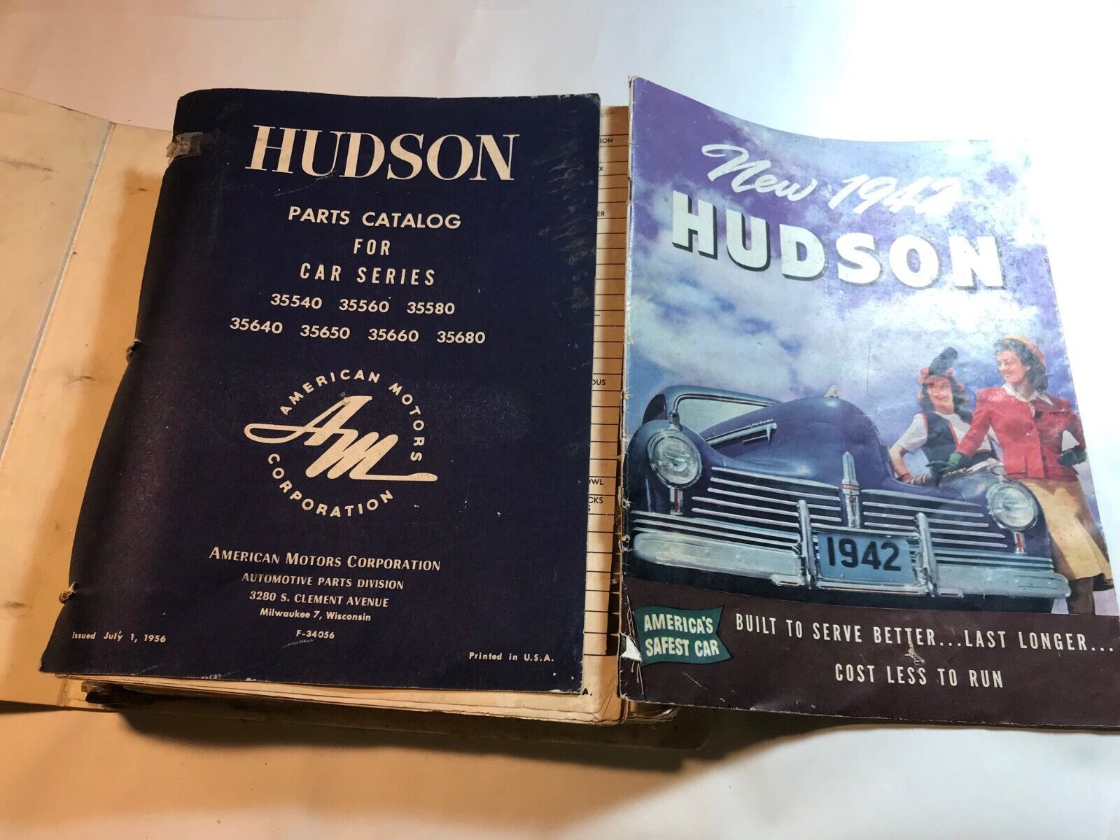 1955-56-42 HUDSON PARTS CATALOG FOR 35XXX SERIES PLUS OTHERS 355+ PAGES CAR BOOK