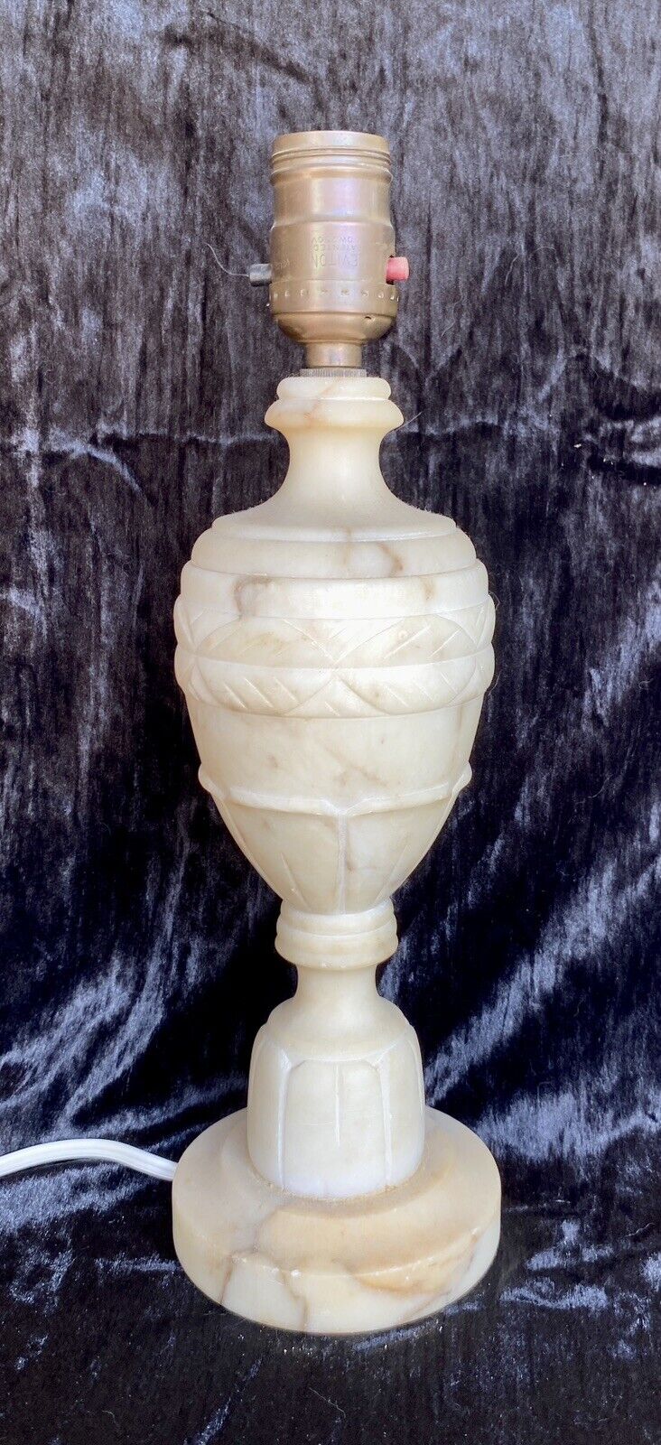Vintage Hand Carved Neoclassical Italian Marble Table Lamp 12-3/8 inches Tall