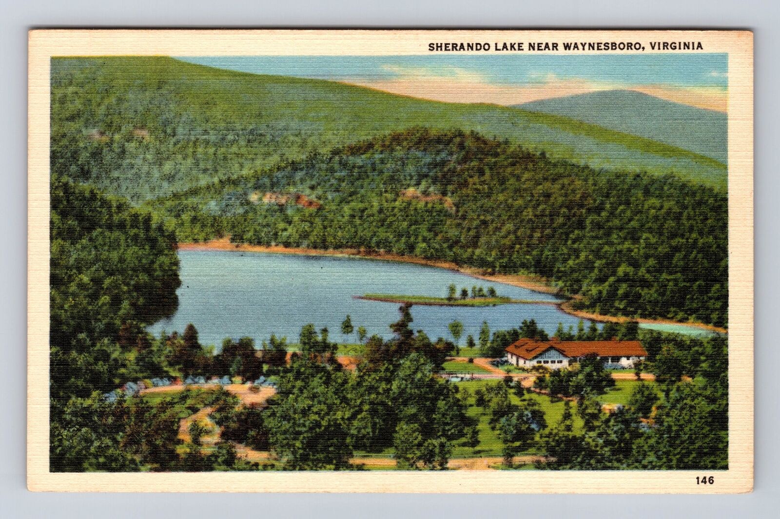 Waynesboro VA-Virginia, Sherando Lake, Antique, Vintage Souvenir Postcard