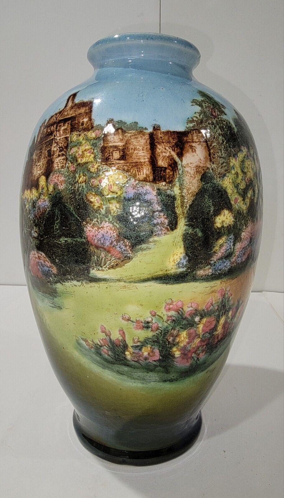 Antique Robert Hanke Hand Painted Vase Castle And Gardens 