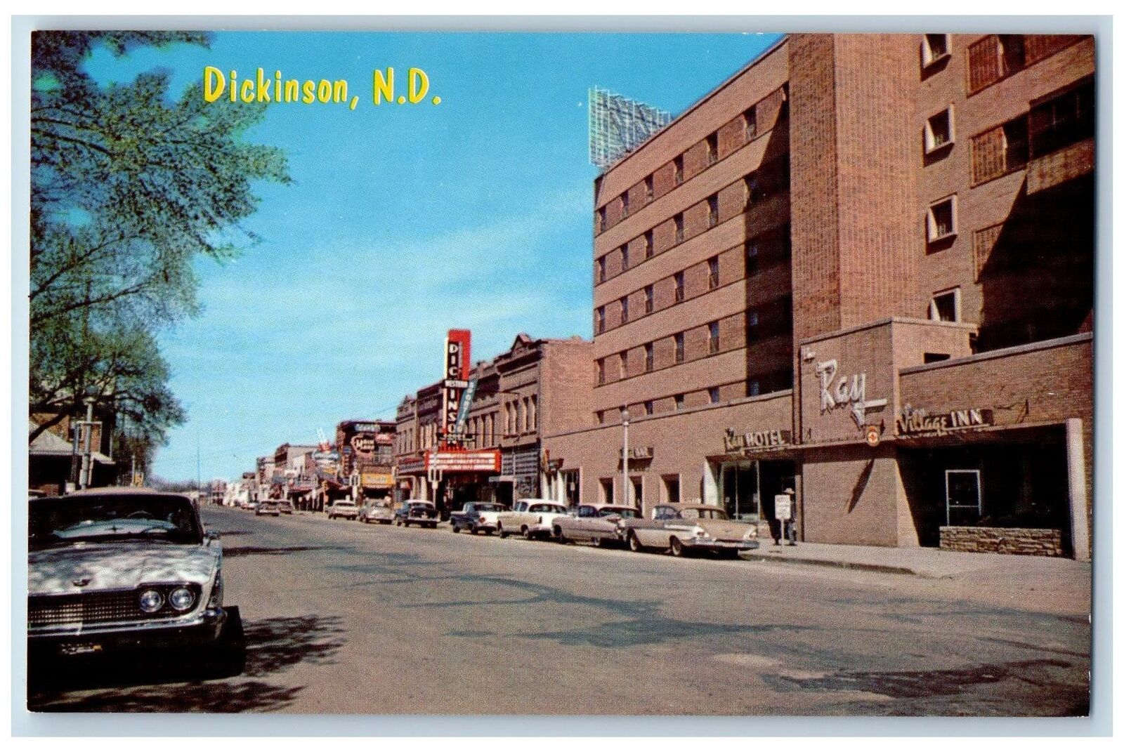 Dickinson North Dakota ND Postcard Main Street Business Section c1960's Vintage