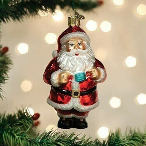 Genuine Old World Christmas Santa Revealed Glass Ornament