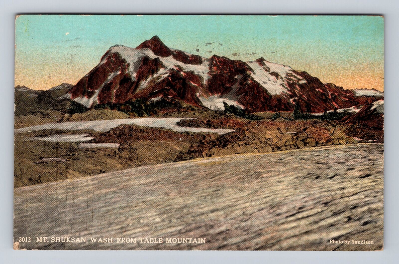 Table Mountain WA-Washington, Mt Shuksan, Antique Vintage Souvenir Postcard