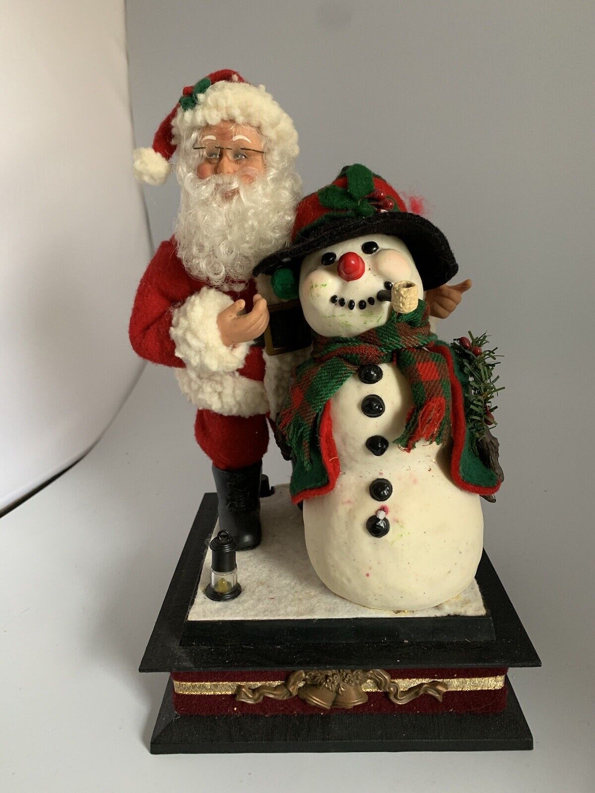 1993 Holiday Creations Santa Claus Snowman Musical Lantern Light Display