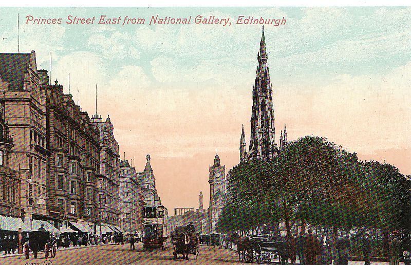 Postcard Princes Street East from National Gallery Edinburgh Scotland