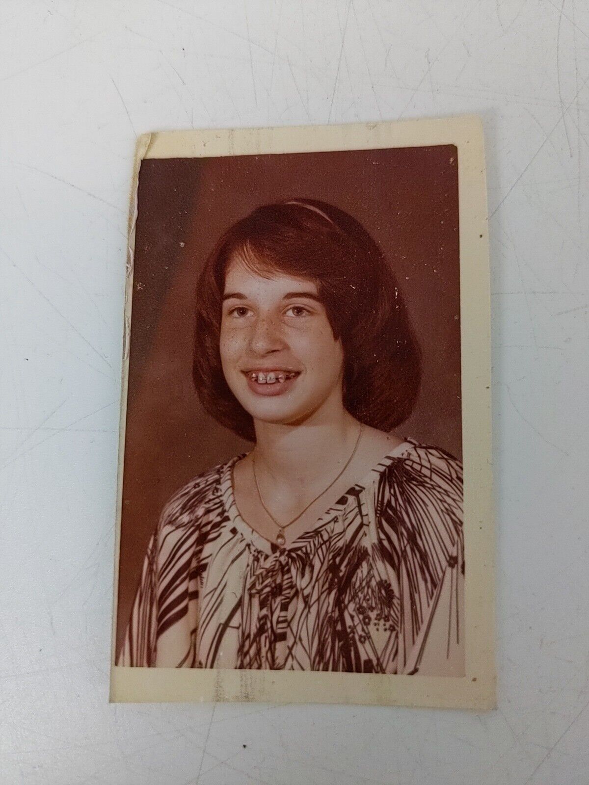 Vintage 1980s Small Found Photograph Original Portrait Middle School Girl Braces