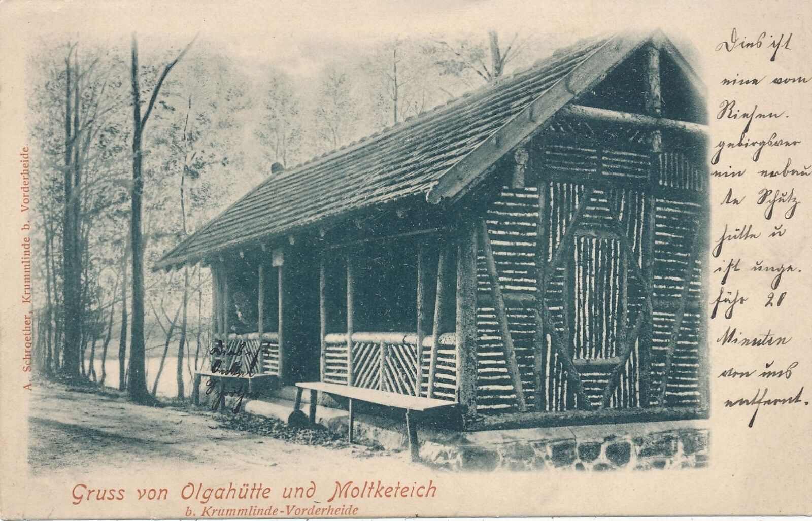GERMANY - Gruss von Olgahutte und Moltketeich Postcard - udb (pre 1908)