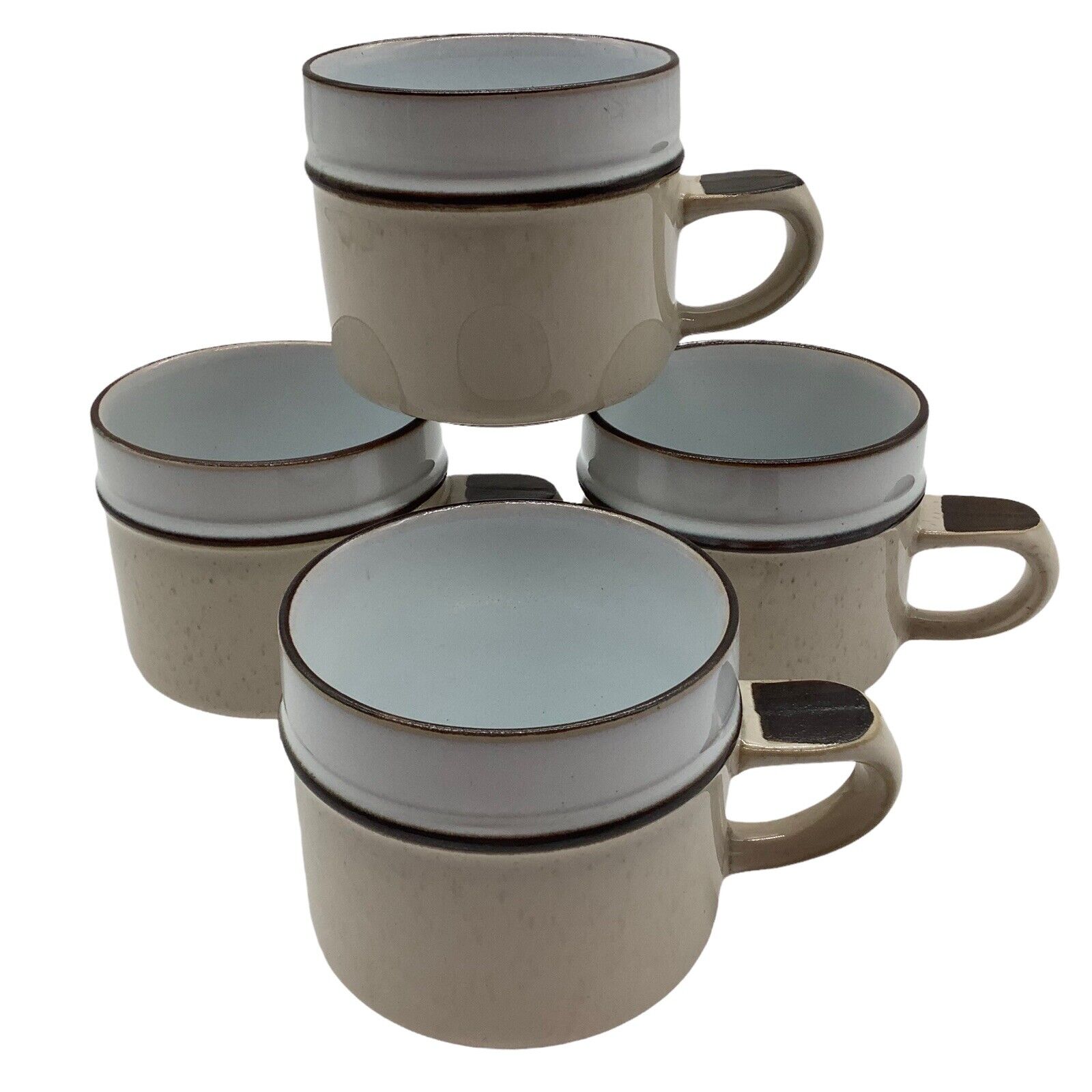 Denby White Band Brown Stoneware Coffee/Tea Mug