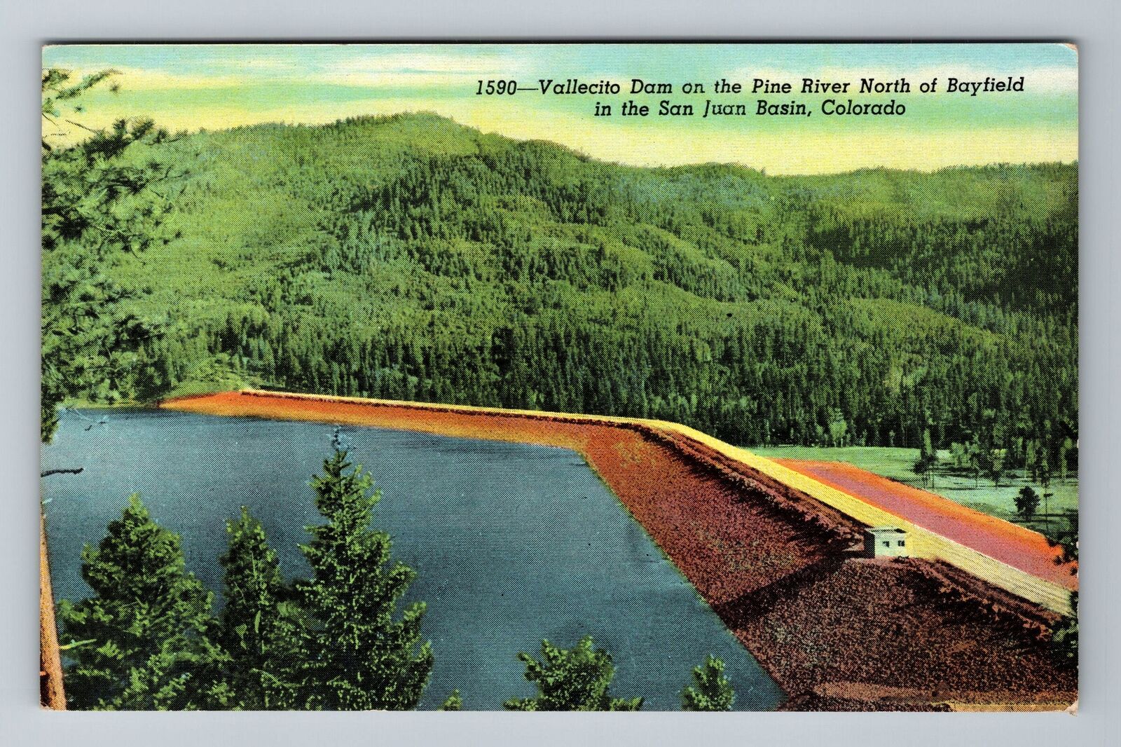 San Juan Basin CO-Colorado, Vallecity Dam, Pine River North Vintage Postcaard
