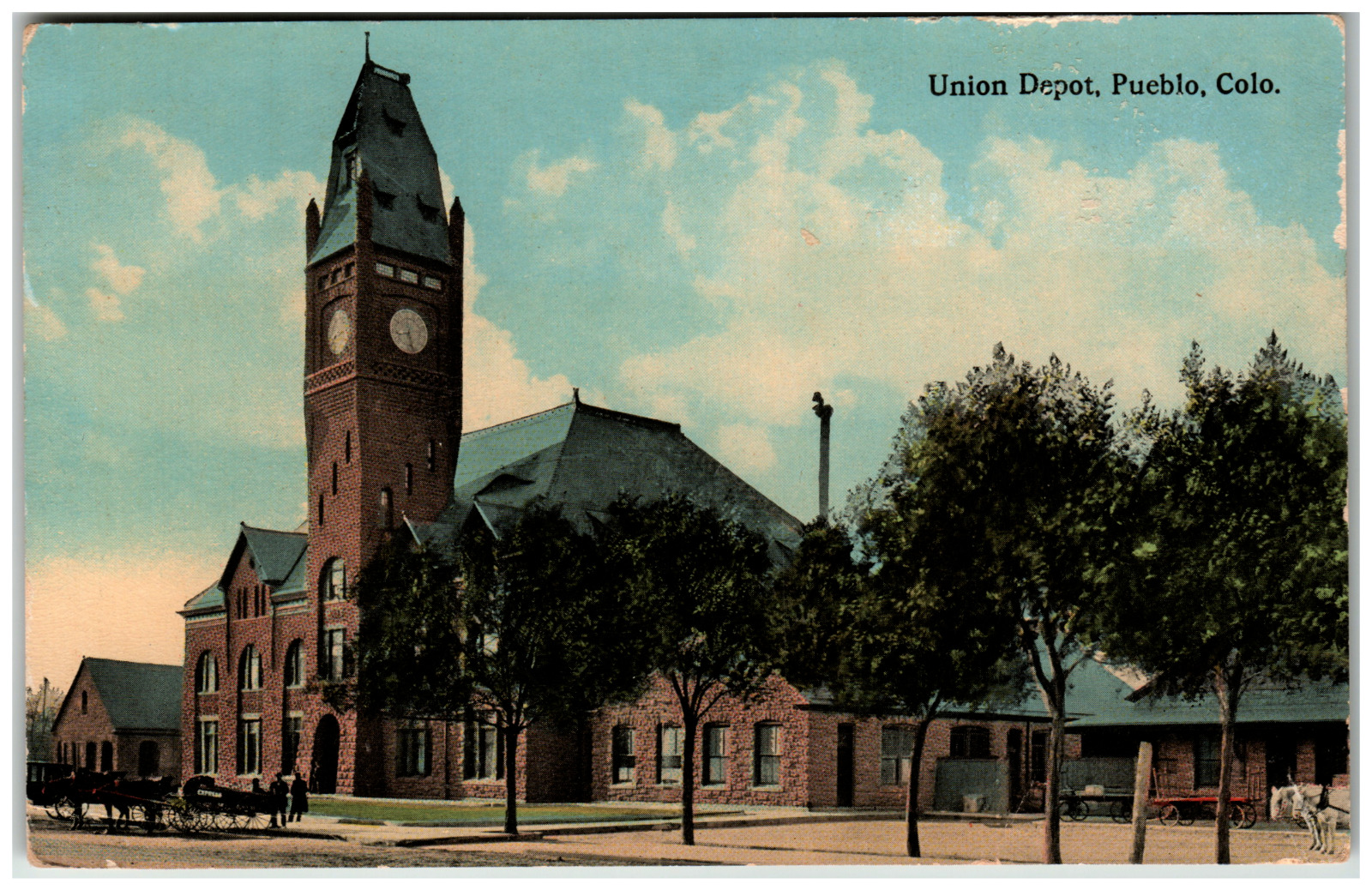 Postcard Union Railroad Train Depot Pueblo, CO