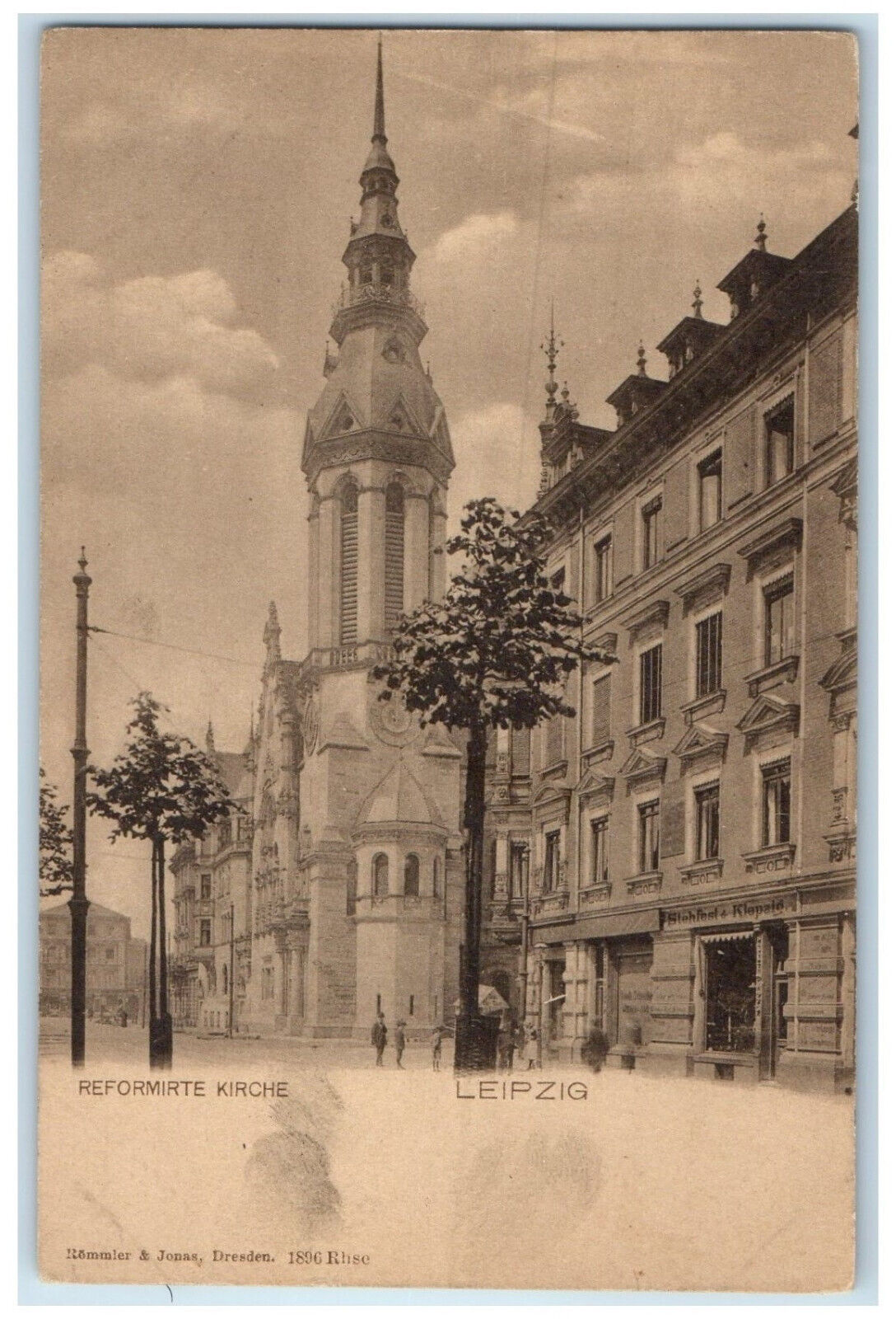 c1905 View of Reformed Church Leipzig Germany Unposted Antique Postcard