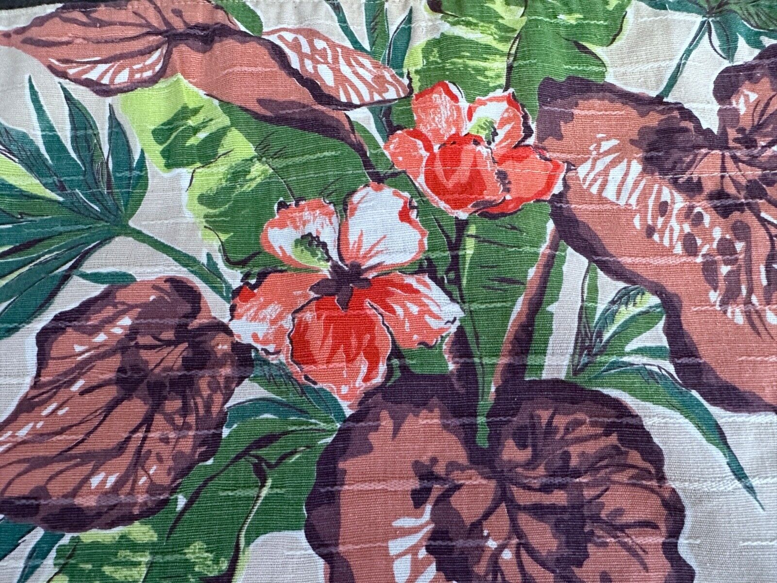 40\'s Tangerine & Electric LIME Hawaiian Island Barkcloth Vintage Curtain Valance