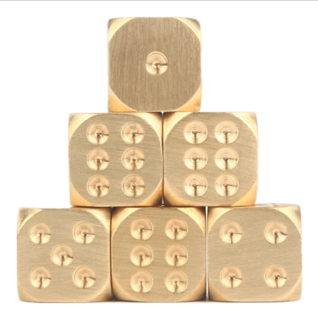 EDC 6pcs Solid Brass Dice Toy 15*mm / 0.59