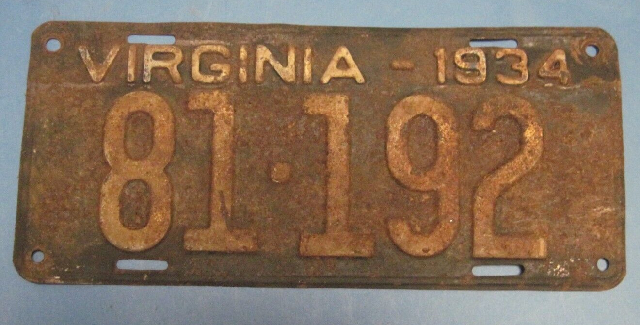 1934 Virginia License Plate