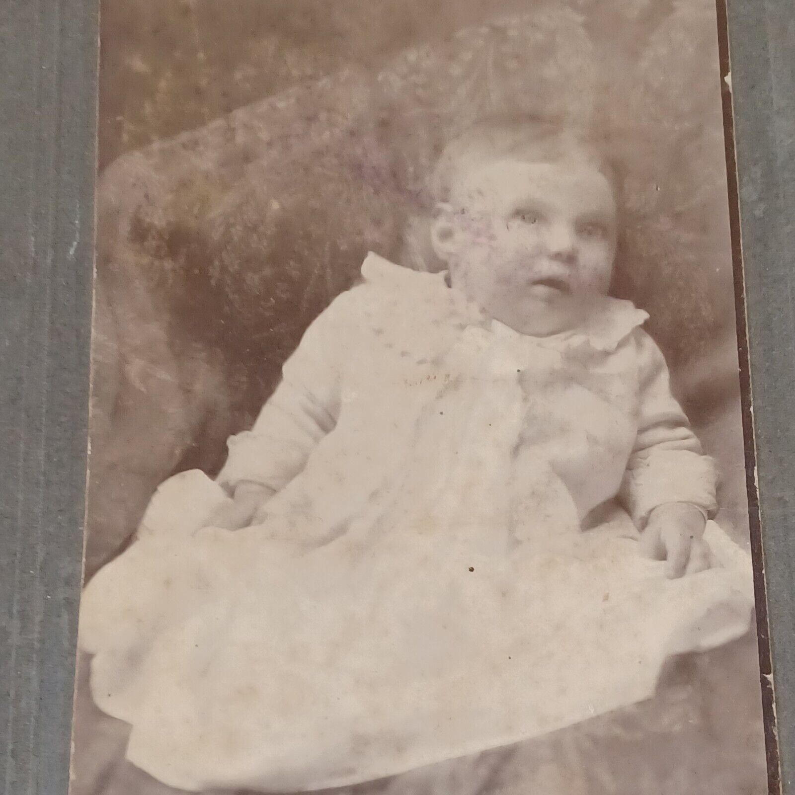 Antique Cabinet Card Photo Baby on Gray card from Simmons in Laurel Mississippi 
