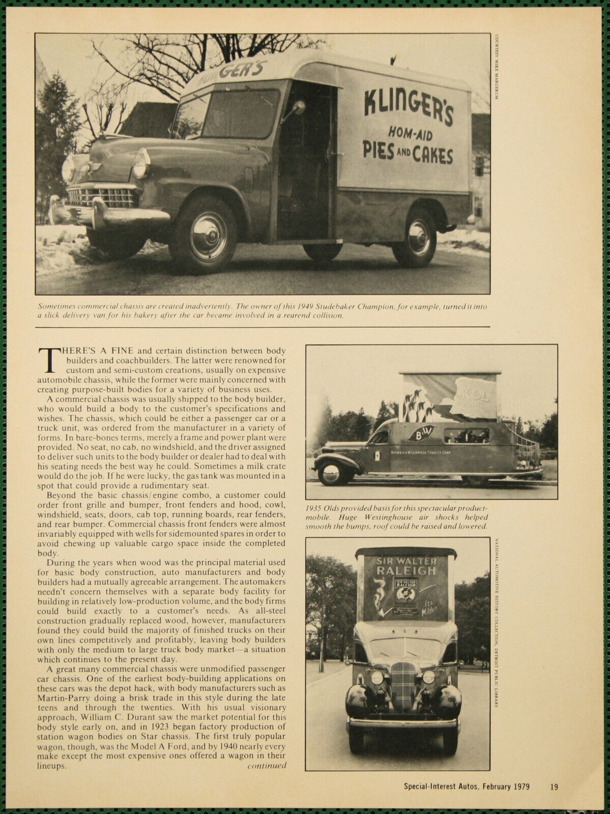 Coachbuilt Commercial Delivery Taxi Ambulance Vintage Pictorial Article 1979