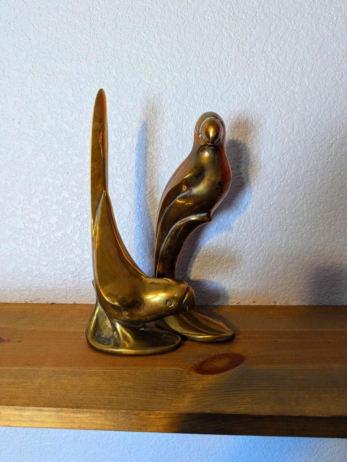 Vintage Art Deco Style Pair of Brass Bird Figure Bookends.