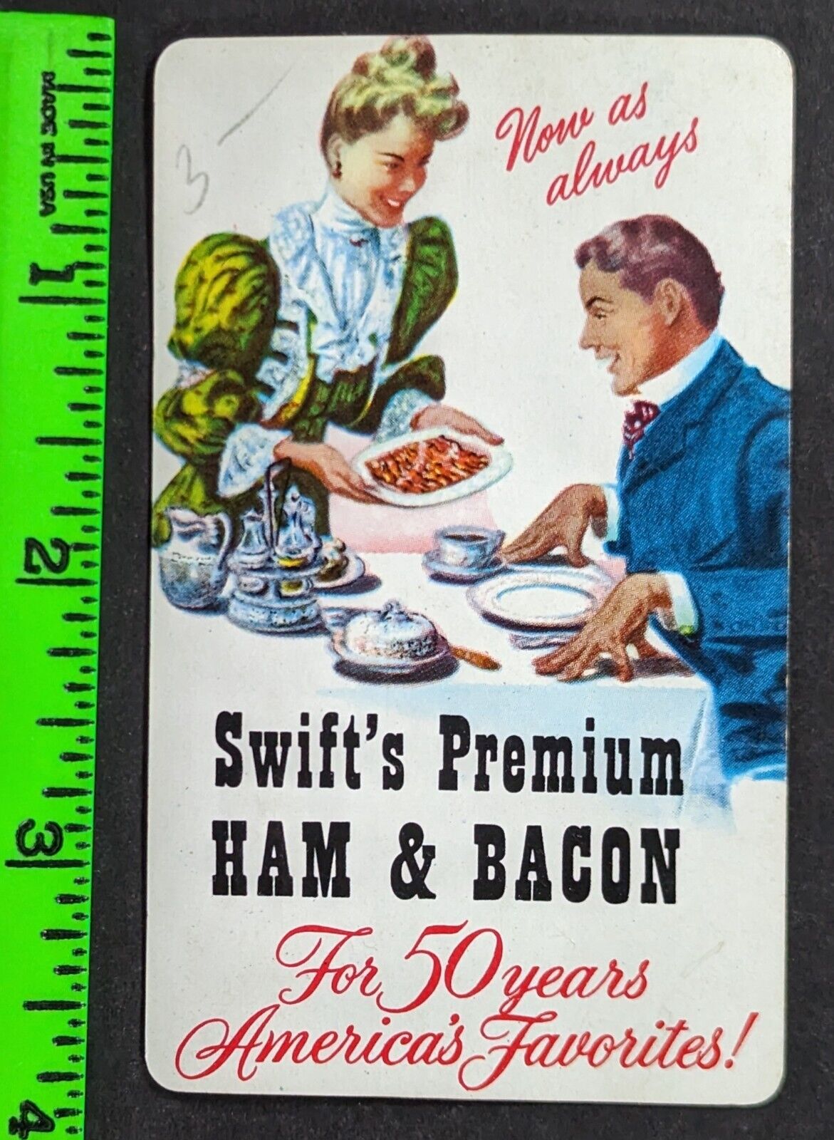 Antique 1946 Swift\'s Ham and Bacon Graphic Family Pocket Calendar