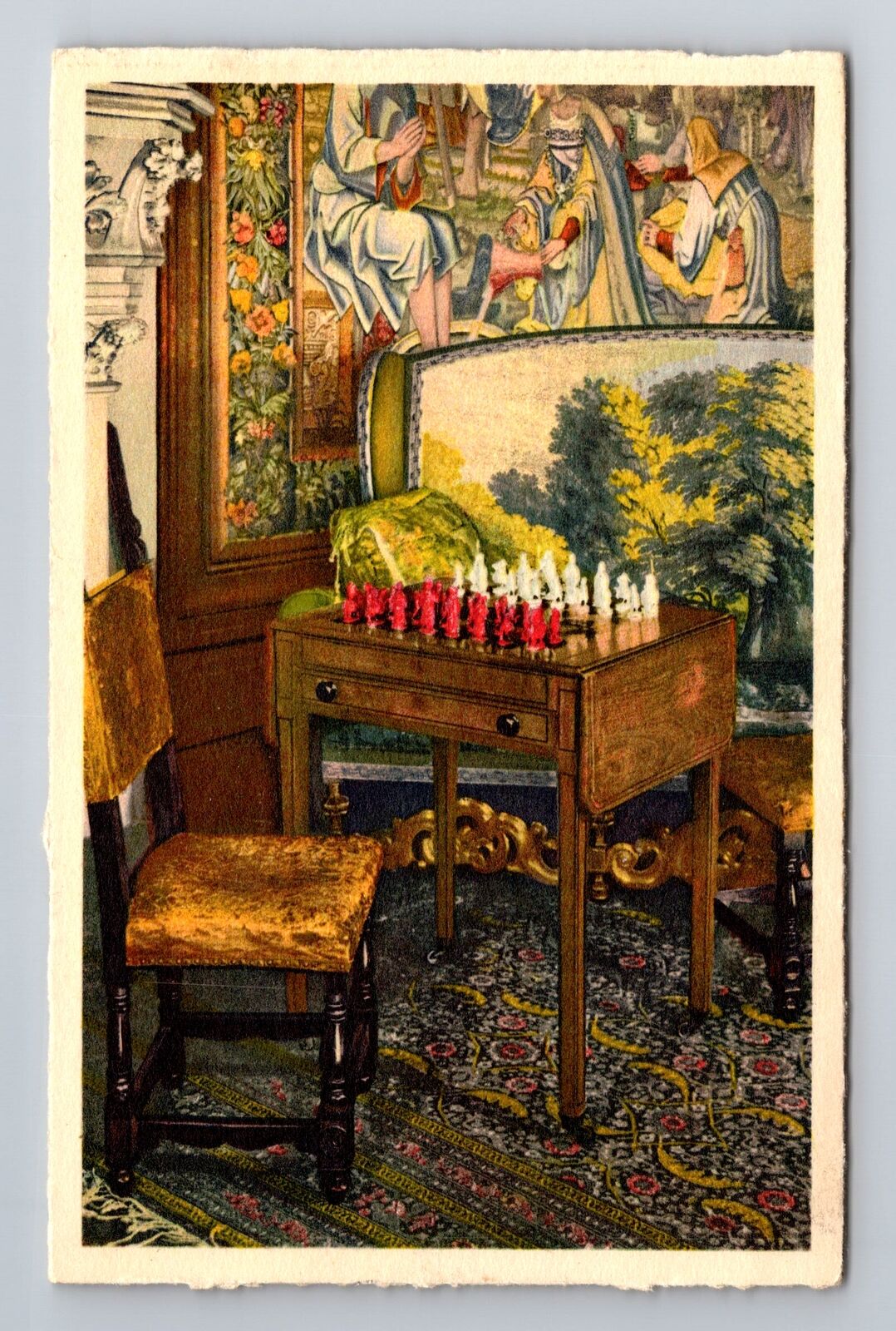 Biltmore NC-North Carolina, Napoleon\'s Chess Men And Table, Vintage Postcard