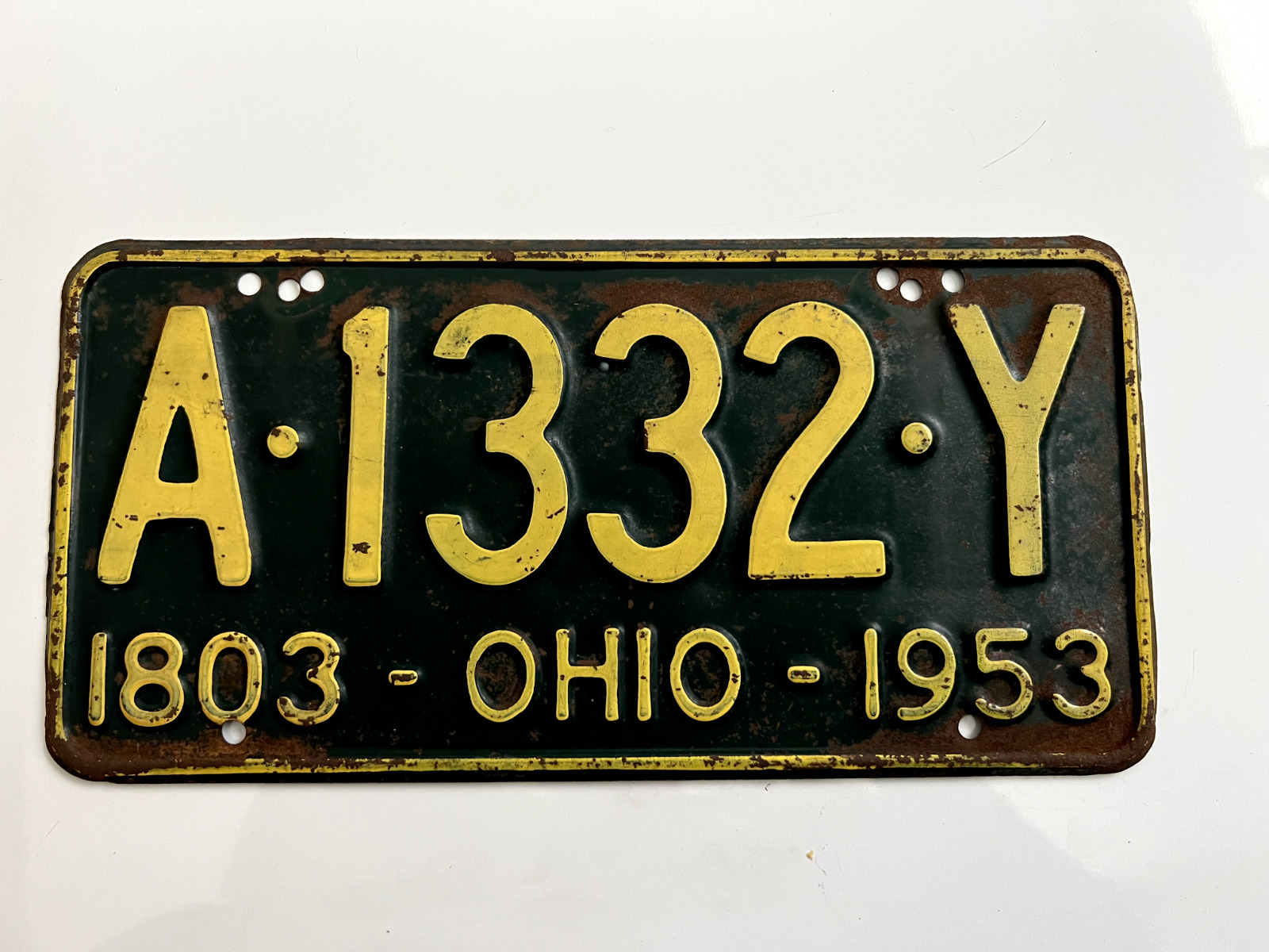 1953 OHIO License Plate # A 1332 Y