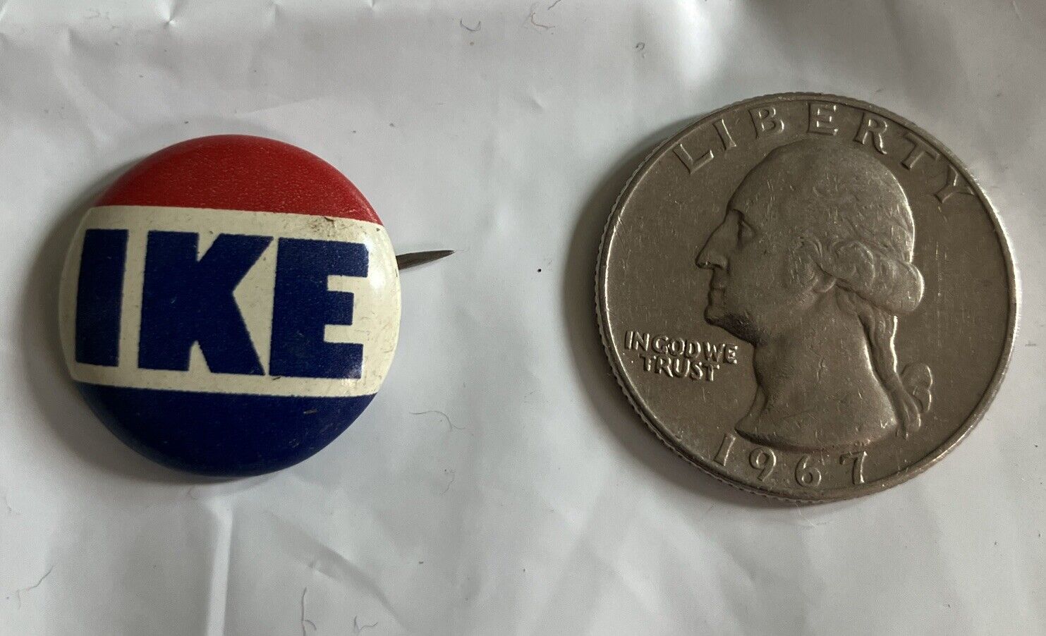 IKE 1950’s Political Campaign Button Eisenhower POTUS Red-White & Blue