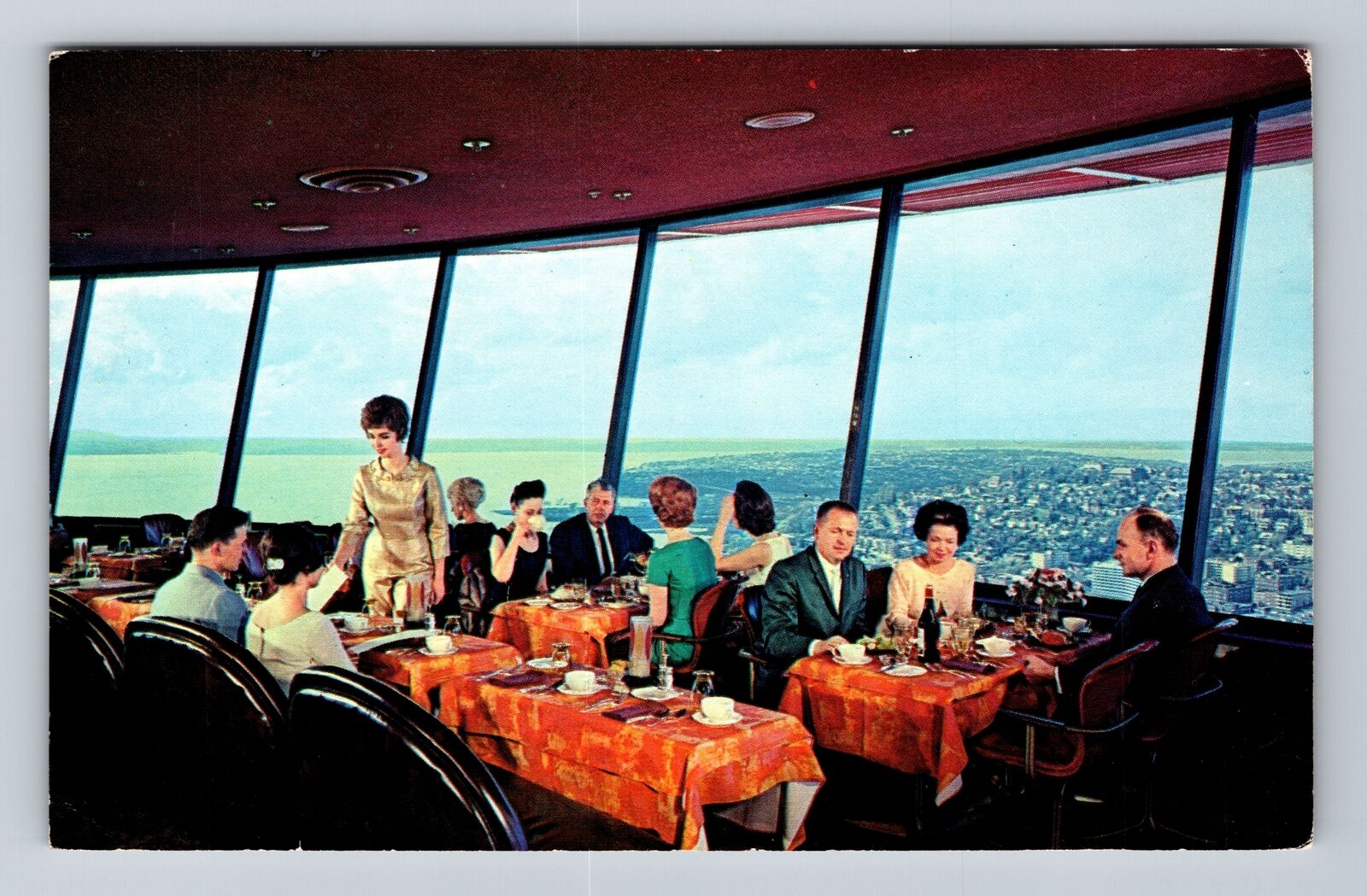 Seattle WA-Washington, Space Needle Restaurant, Antique, Vintage Postcard