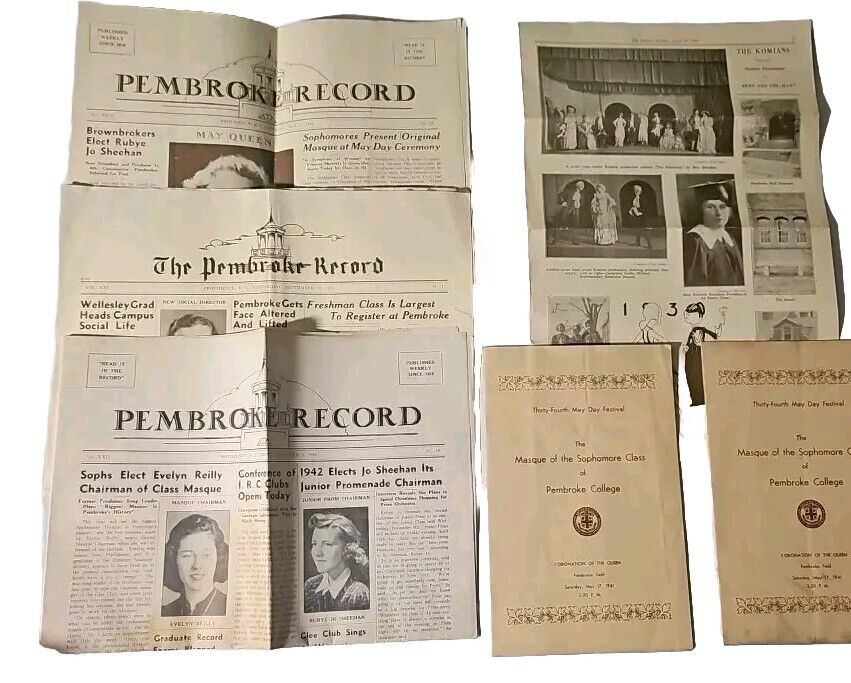  1929 - 1940s Pembroke College Brown University LOT - PEMBROKE RECORD & PROGRAMS