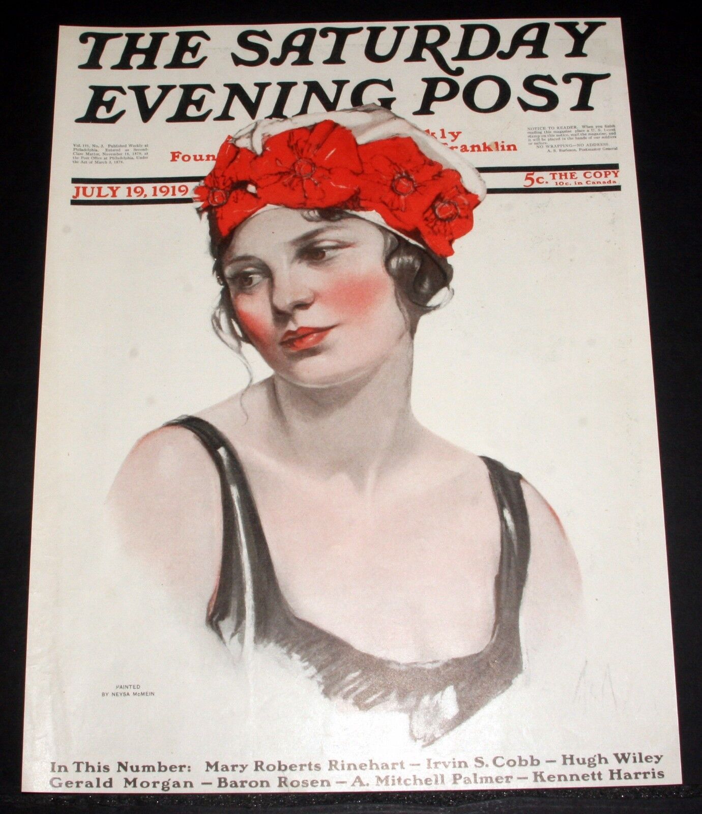 1919, JULY 19, OLD SATURDAY EVENING POST MAGAZINE COVER (ONLY) NEYSA McMEIN ART