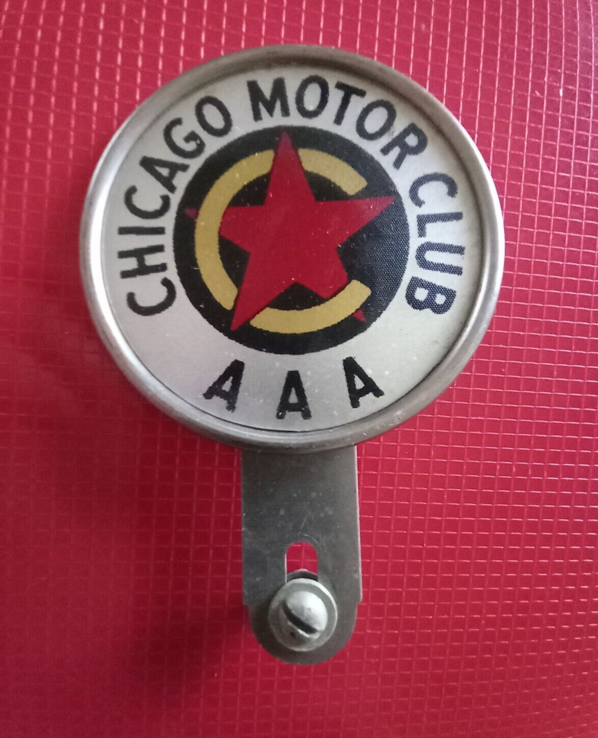Vintage Chicago Motor Club AAA METAL License Plate Topper / Reflector