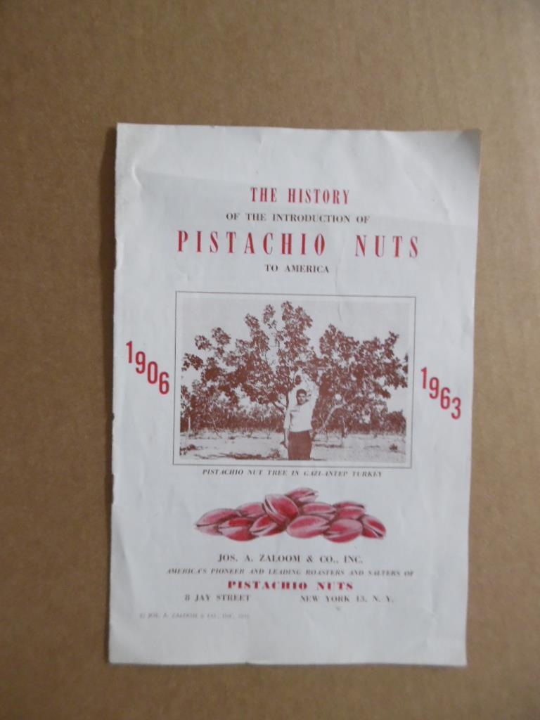 Vintage Jos. A Zaloon History Introduction Pistachio Nuts To American Brochure 