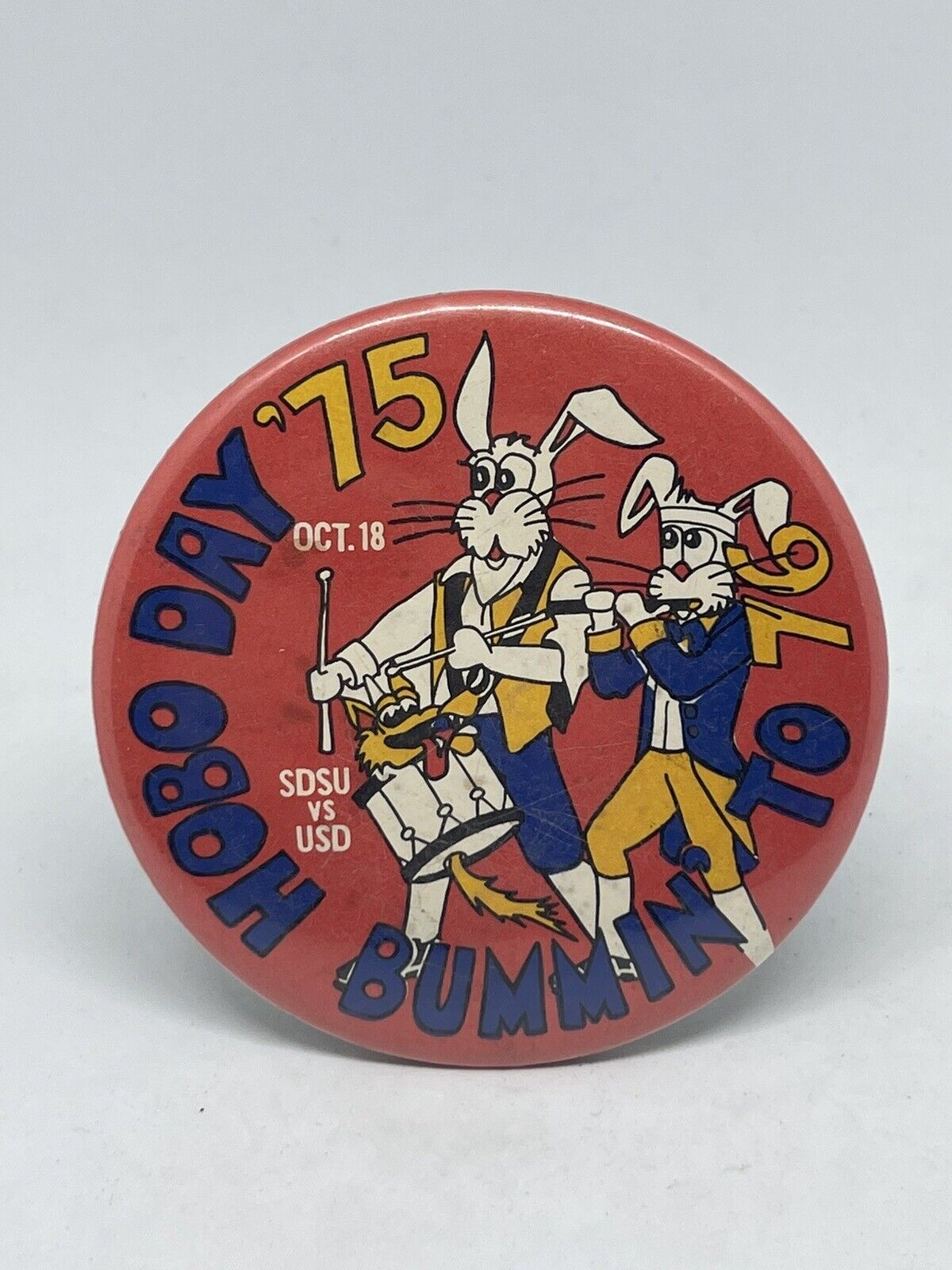 SDSU Oct. 18 1975 Hobo Day Pinback Button SDSU VS USD
