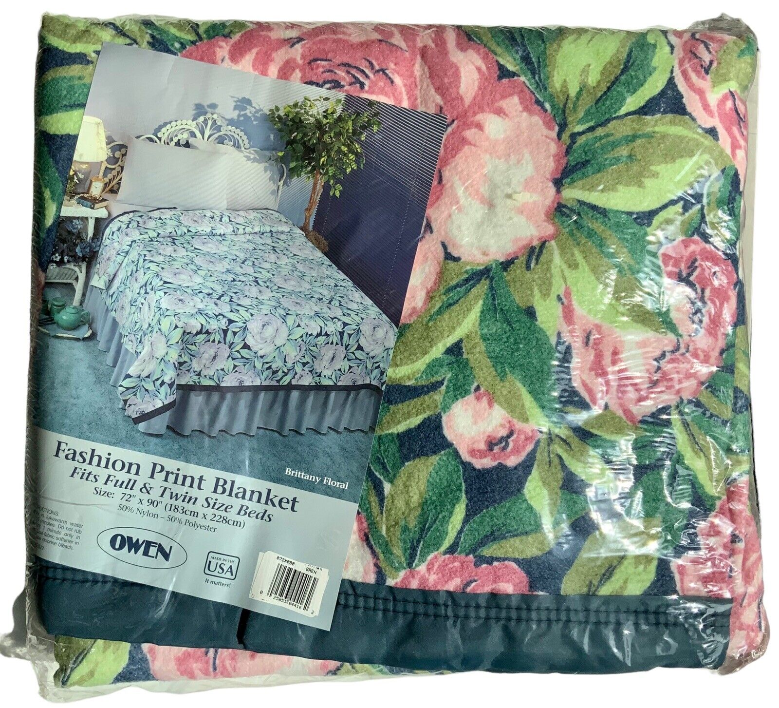 Vintage Owen Fashion Print Blanket Brittany Floral Full & Twin 72\