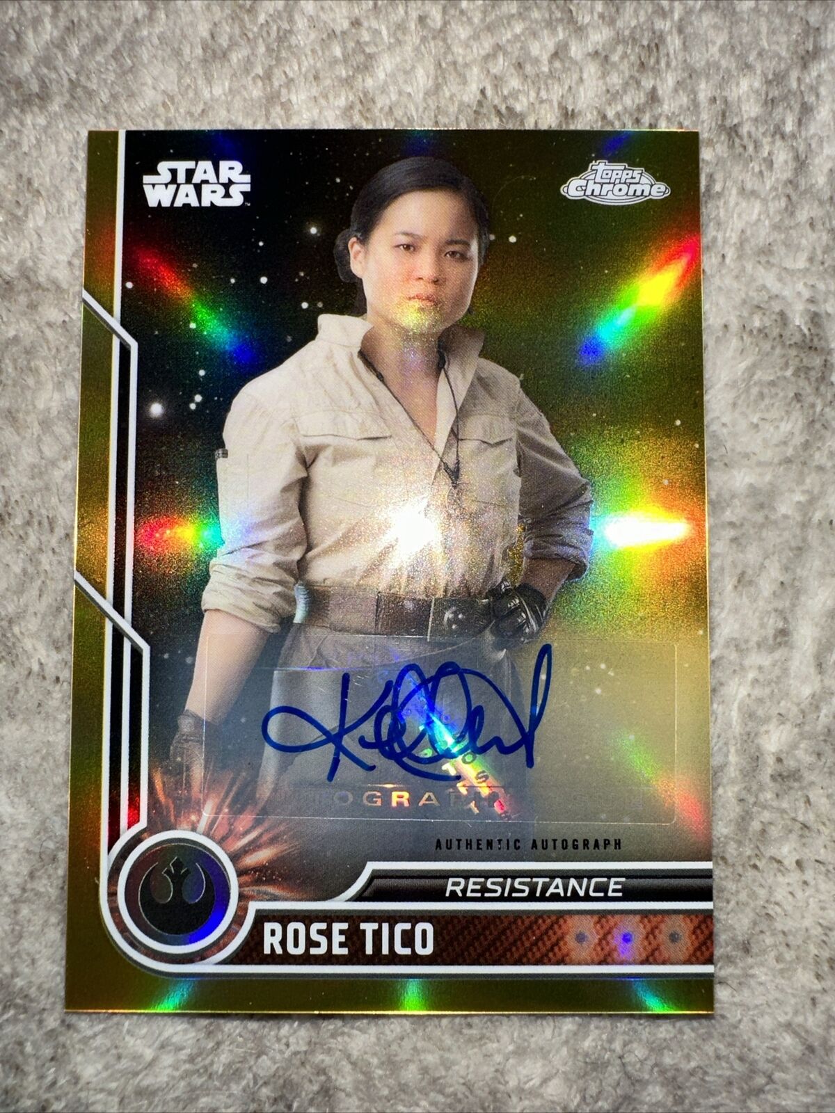 2023 Topps Chrome Star Wars Kelly Marie Tran as Rose Tico Auto Gold 37/50