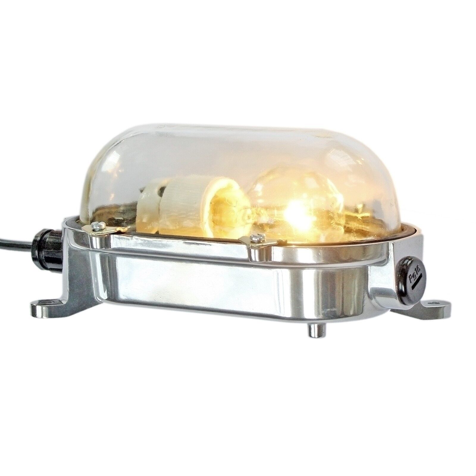 Factory Lamp Ship Lamp Aluminium Polished Bunker Lamp Industry Vintage Wall Oval