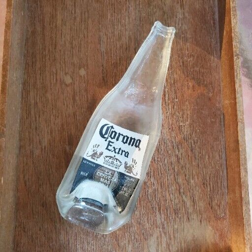 Melted Glass Corona Extra, Flat Beer Bottle Decoration Trinket Dish Spoonrest